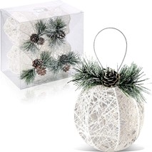 Christmas Ball Ornaments 4pc Set White Pinecone Rattan Thread String Chr... - $39.71