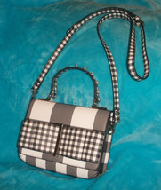 Betsey Johnson Black White Plaid Crossbody Bag W/ Bow - Hopeless Romantic -SMALL - £14.33 GBP