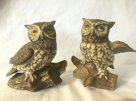 HOMCO Horned Owls Figurines Set of Two Ceramic  Signed Vintage - $16.50