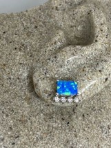 Vintage Deco Blue Opal 925 Sterling Silver Stud Earrings - £46.20 GBP