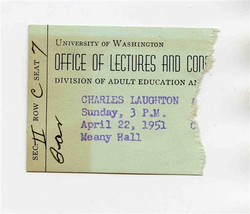 Charles Laughton Ticket Stub University of Washington Office of Lectures... - $17.82