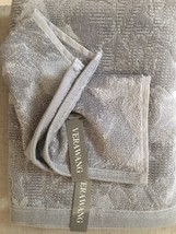 Vera Wang 2pc Sculptured Pleat Solid Bath Towels Medium Grey Nwt Beautful - £46.48 GBP