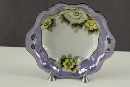 Vintage Noritake China Japan Hand Painted Purple Lustre Yellow Flower Candy Bowl - £14.26 GBP