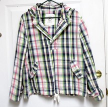 New Merona Sz L Womens Mixed Colors Stripes/Squares Cotton Pull Over Hoo... - £7.06 GBP