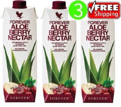 3 Bottles Forever Living Aloe Berry Nectar Gel Urinary Health Preservative Free - $50.06