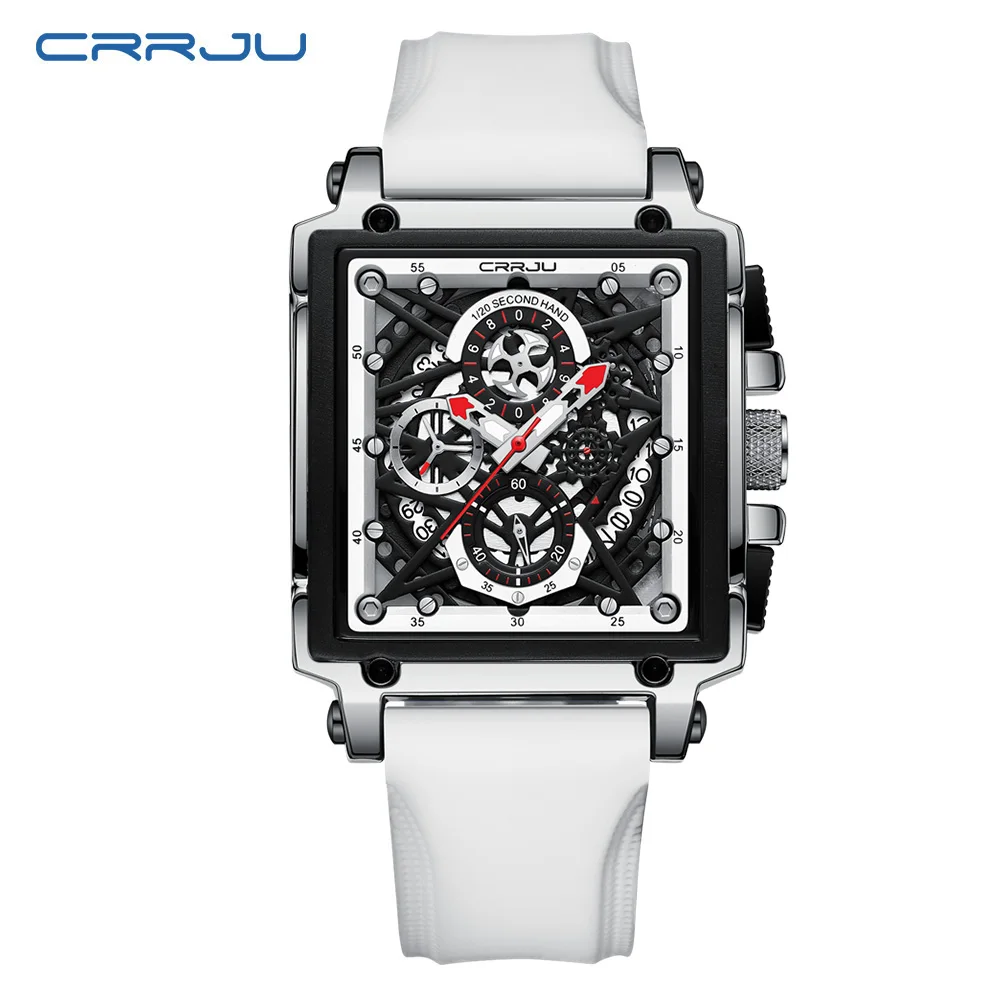 Men&#39;s Sports Chronograph Wrist Watch For Men Army Silicone strap Square ... - $51.08