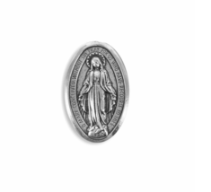 Round Antique Pewter Oval Miraculous Lapel Pin - £23.71 GBP