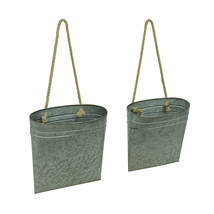 Zeckos Galvanized Metal Hanging Basket Set of 2 Indoor Outdoor Planters - £31.64 GBP