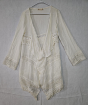 Altard State Cover Up Tunic Top Lace Size L Rayon Cream - $17.71