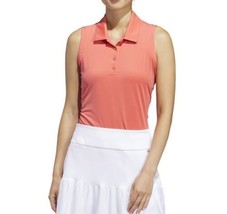 NWT Adidas Women&#39;s Ultimate 365 Sleeveless Golf Polo Shirt Medium Coral Pink - $21.49