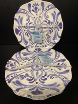 Melamine SET of8 Blue &amp; White Medallion Salad 9&quot; Plates Dinnerware Aged ... - $464.68 MXN