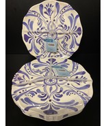 Melamine SET of8 Blue &amp; White Medallion Salad 9&quot; Plates Dinnerware Aged ... - $464.09 MXN