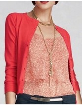 Cabi Style 297 Poppy Cardigan Orange Medium Lace Edged Placket Long Sleeve - £20.94 GBP