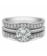 14K or Blanc Sur 2.30 CT Assorti Solitaire Rehausseur Bague Parure Conto... - £163.66 GBP