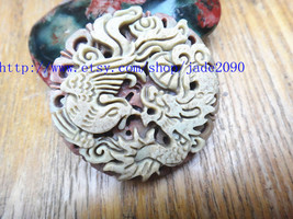 Free Shipping -  Good luck Hand- carved AAA Natural Yellow Dragon and Phoenix ja - £20.90 GBP