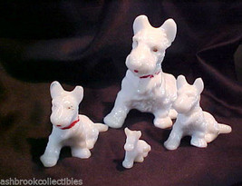 Vintage Smith Glass Set 4 Milk Glass Opal Scottie Dogs Figurines - £127.89 GBP