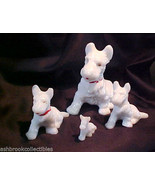 Vintage Smith Glass Set 4 Milk Glass Opal Scottie Dogs Figurines - £128.31 GBP