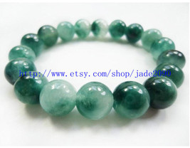 Free Shipping - 100% Nice Natural drak Green Jadeite Jade charm beaded jade Brac - £15.95 GBP