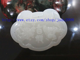 Free Shipping - good luck Natural white Dragon Phoenix white jade Pendan... - $19.99