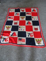 Vtg 45” X 60” Crochet / Knitted Afghan Throw Blanket Liberty Bell Americana ‘76 - £39.14 GBP