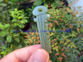 Free shipping - Natural Green  jadeite jade carved car Key charm pendant - £20.47 GBP