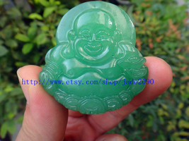 Free shipping - Natural Green aventurine jade laughter buddha charm pendant - £23.59 GBP