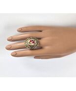 Hobé Needlepoint Ring | Vintage Floral Embroidery Textile Statement Jewelry - €41,76 EUR