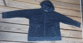 Sport Savvy Velour Full Zip Front Hooded Jacket Hoodie w/ String 1X Navy Blue - £15.63 GBP