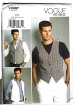 Vogue V8987 Mens 40 - 46 Button Down Vest Uncut Sewing Pattern - $22.17