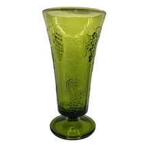 Vintage Vase Indiana Glass Harvest Grapes Avocado Green Olive Green Deco... - £9.36 GBP