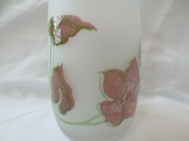 7&quot; Frosted Glass Vase w/ Hand Painted Glaze Type Paint Flowers - £7.99 GBP
