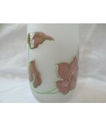 7&quot;  FROSTED GLASS VASE w/ HAND PAINTED GLAZE TYPE PAINT FLOWERS - £7.47 GBP