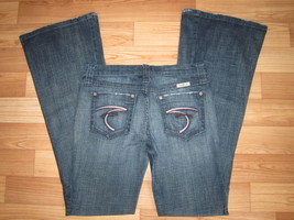 Frankie B. Pink/Purple F Pocket Flare Jeans Dark Blue 6 (27) - £27.35 GBP