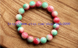 Free Shipping - Natural Colorful  jadeite jade beads charm beaded bracelet - £15.72 GBP