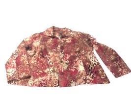 Additions by Chicos Cotton Blend Button Jacket Size 3 Maroon Red Brown Light Wt - $30.86