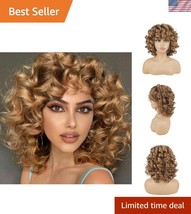 Short Curly Wig with Bangs - 14&quot; Honey Blonde Afro Style for Fashionable... - $40.50