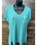 Calvin Klein Jeans T-Shirt Women Short Sleeve Front Pocket Teal Green Sm... - $10.55 CAD