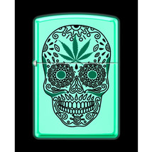 Zippo Lighter - Sugar Skull WHITE MATTE Glow in the Dark  - 855963 - $36.41