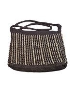 Vintage Black Crochet Shoulder Bag 11&quot; x 11&quot; Beaded Boho Handbag w/ Snap... - $658.58 MXN