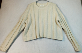 PacSun Sweater Womens Size Medium Beige Knit Long Raglan Sleeve Round Neck - £14.95 GBP