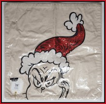 NEW RARE Pottery Barn Dr. Seuss&#39;s The Grinch Pillow Cover 18&quot; square - £71.92 GBP
