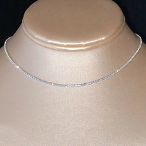 2mm Round Real Moissanite Choker Station Necklace 14K White Gold Plated Silver - £789.94 GBP