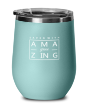Saved by Amazing Grace, teal drinkware metal glass. Model 60063  - £21.57 GBP