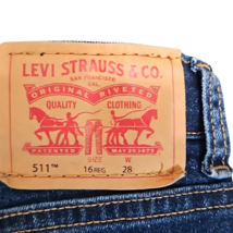 Boy's Youth Levi's Signature Dark Wash 5-Pocket Blue Jean Denim Sho... image 3