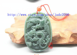 Free Shipping - Natural green dragon and Phoenix  jade charm Pendant / n... - £15.74 GBP