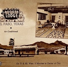 La Posta Lodge Postcard El Paso Texas AAA Hotels United Motors 1950s PCBG3A - £15.61 GBP