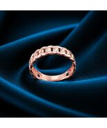 Lightweight Rose Gold Cuban Link Chain Band Ring 5mm Unisex Polished 10K... - $269.99+