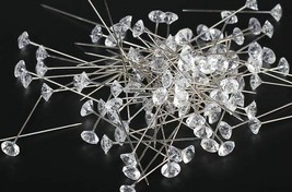 Pack of 200 Count 2&quot; Clear Diamond Diamante Corsage Bouquet Pins Crafts Supplies - £6.41 GBP