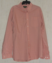 NEW MENS Eddie Bauer WRINKLE RESISTANT RELAXED FIT PEACH PLAID SHIRT  SI... - $25.20