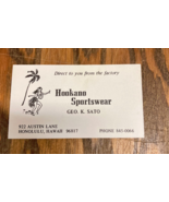 Vintage business card Hookano sportswear Hawaii movie photo prop collect... - €17,07 EUR